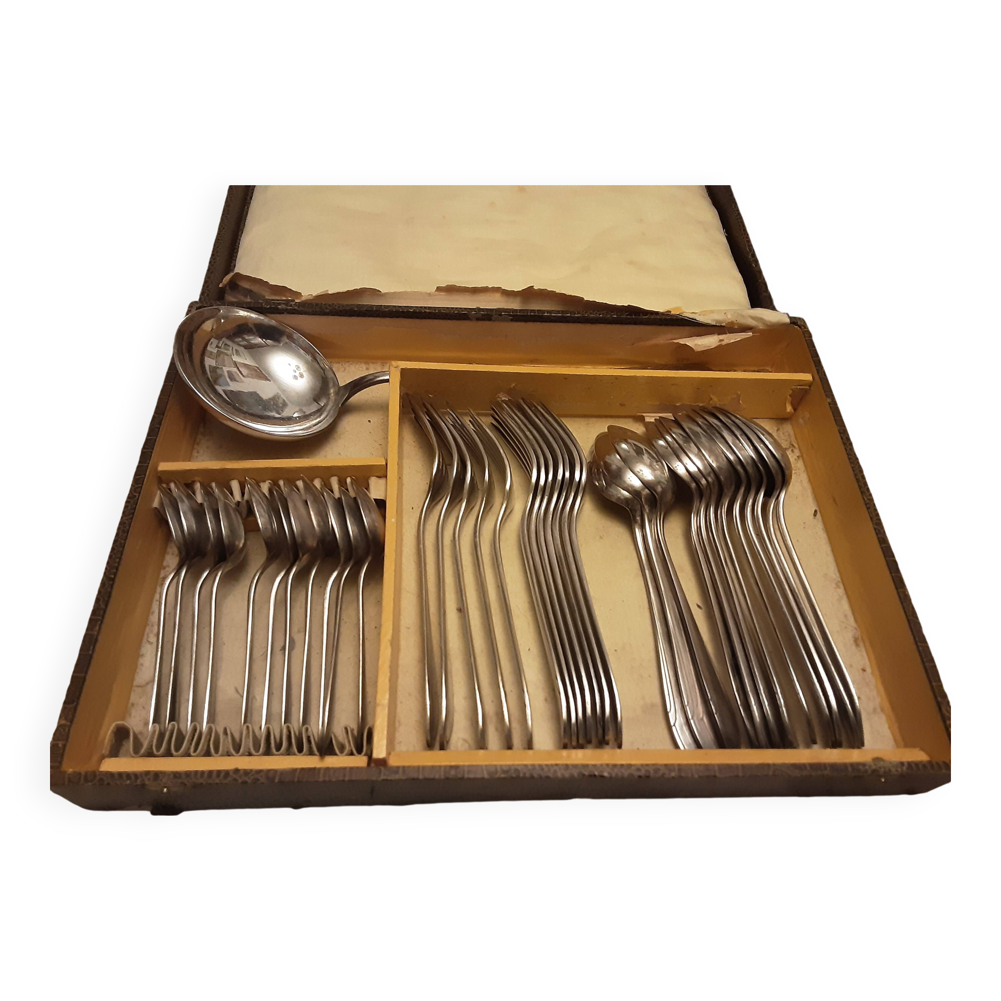 Silver metal cutlery ercuis art deco