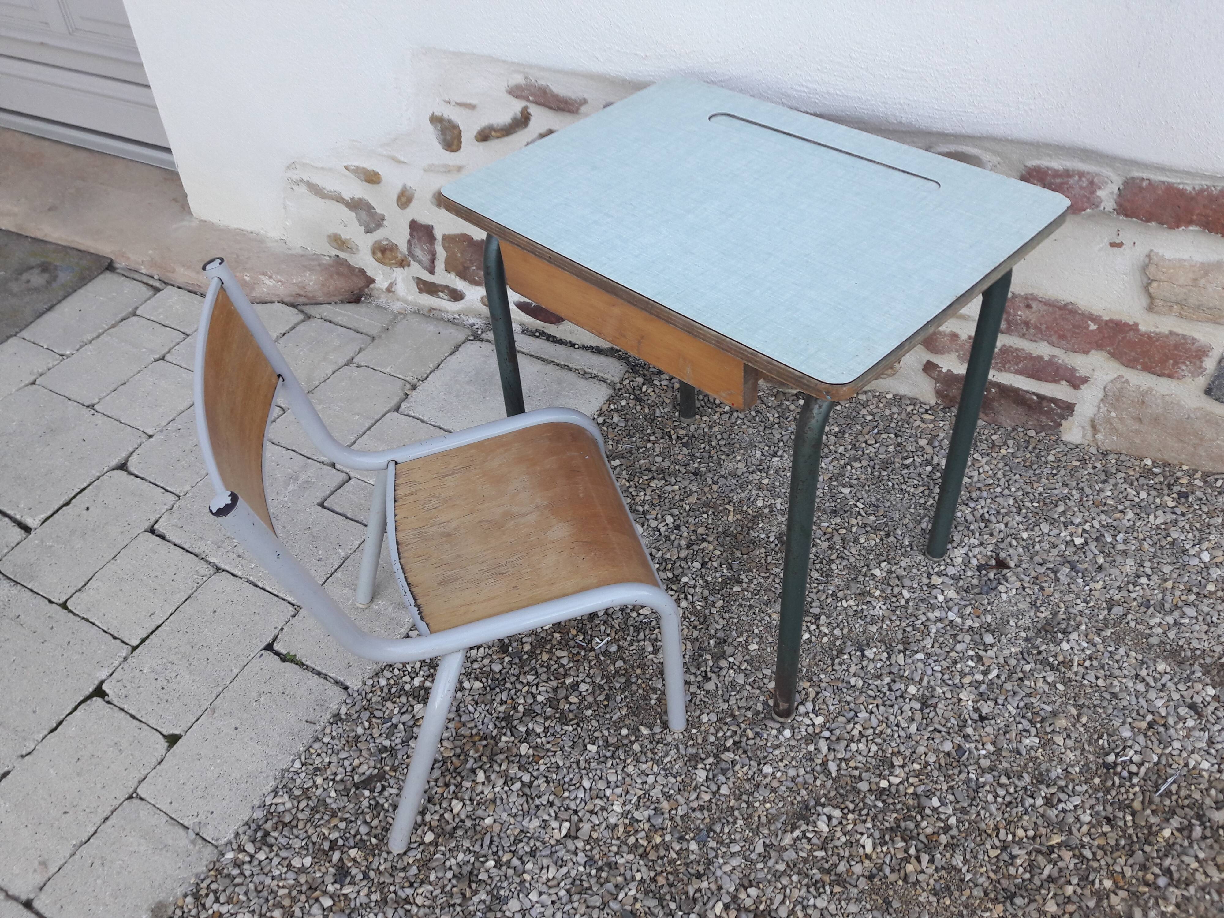 Formica school desk with chair