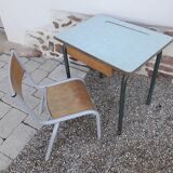 Formica school desk with chair