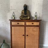 Rattan and solid wood sideboard