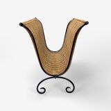 Wicker and curved metal magazine holders