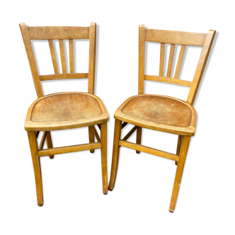 Pair of chairs bistro curved wood Baumann