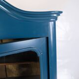 Antique Display Cabinet Painted Blue From 1920s
