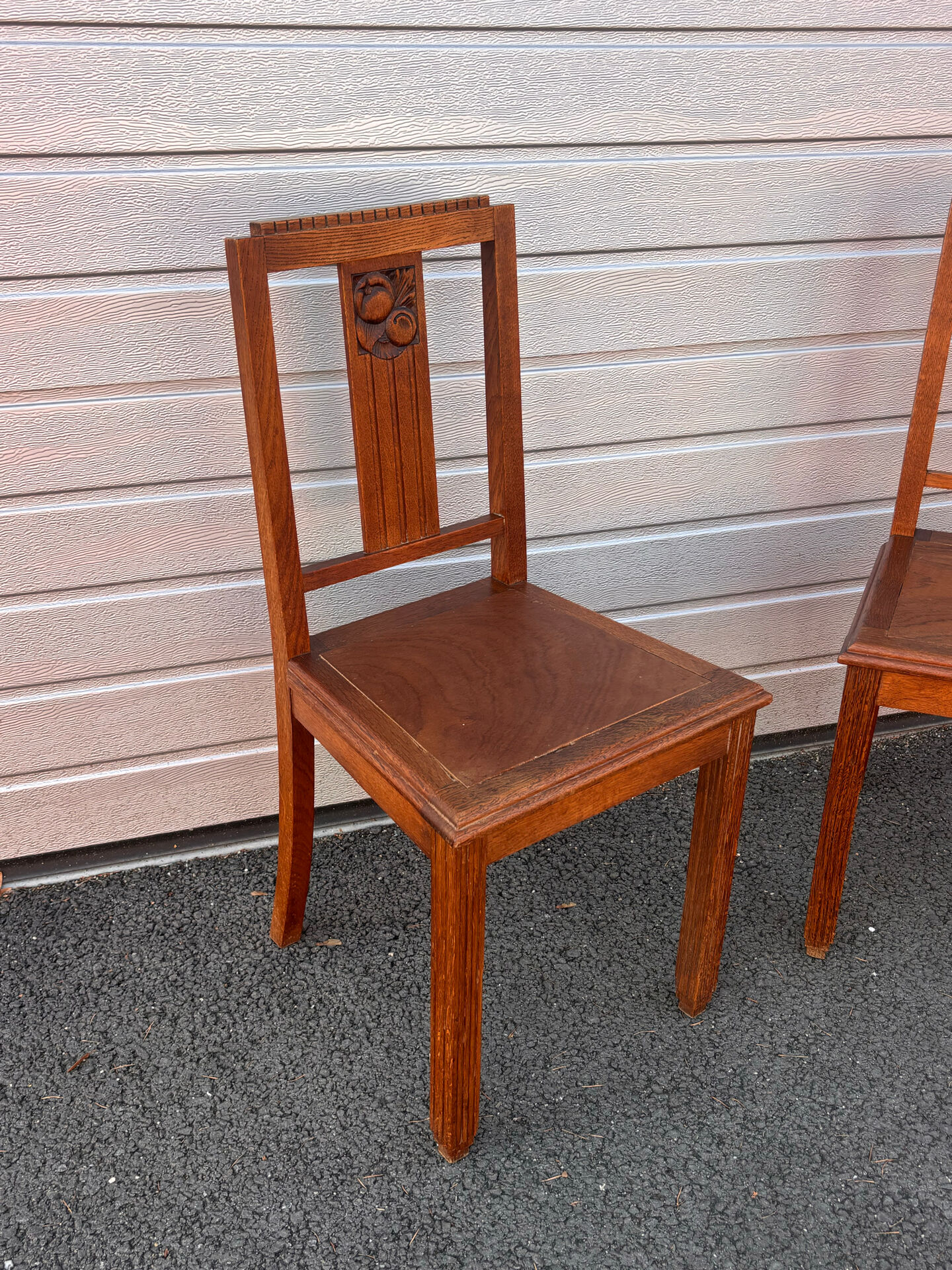 Pair of antique carved oak chairs – Art Nouveau style