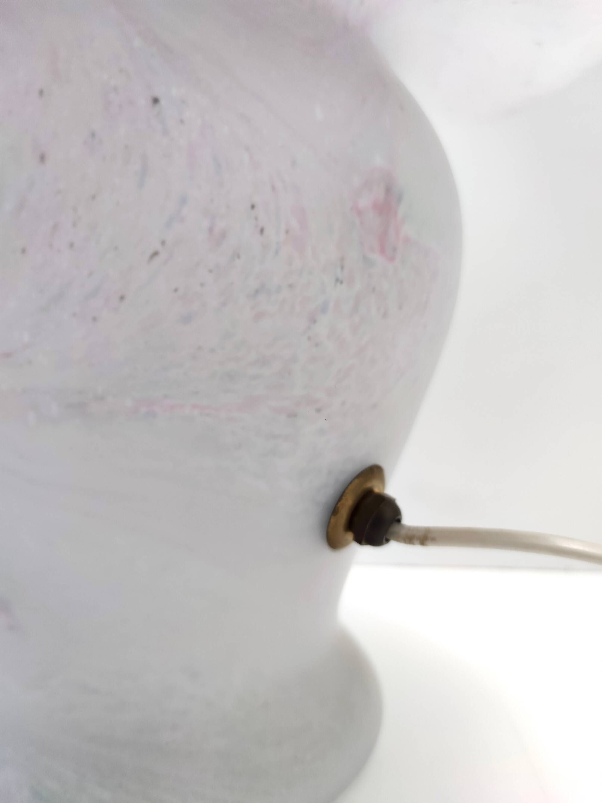 White Murano Glass Table Lamp with a Pink Marble Effect, Italy