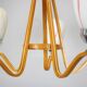 Mid-century wooden chandelier with glass shades, Czechoslovakia, 1970s.