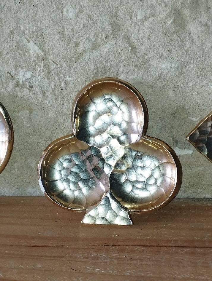 Set of 4 Jie Gantofta enamelled brass ashtrays – playing cards – desi