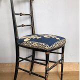 Chaise de chambre époque Napoleon III  Fleurs de Lys et décors peints colorés
