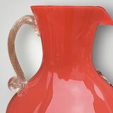 Vase pichet en opaline de Provence rouge corail - années 60