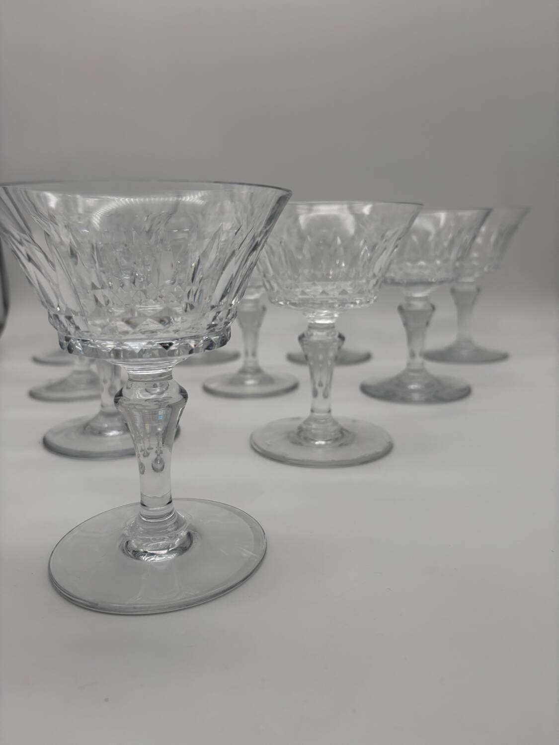 10 crystal champagne glasses, Baccarat, Picadilly model, France