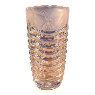 Antique crystal vase, floral pattern