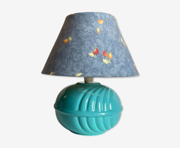 Lampe boule en céramique bleue, années 80