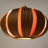 Large wooden veneer pendant lamp from the mid-20th century, 1960s
