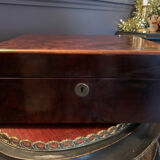 Magnificent liqueur cabinet made of burl wood, with a key and compartments - vintage.