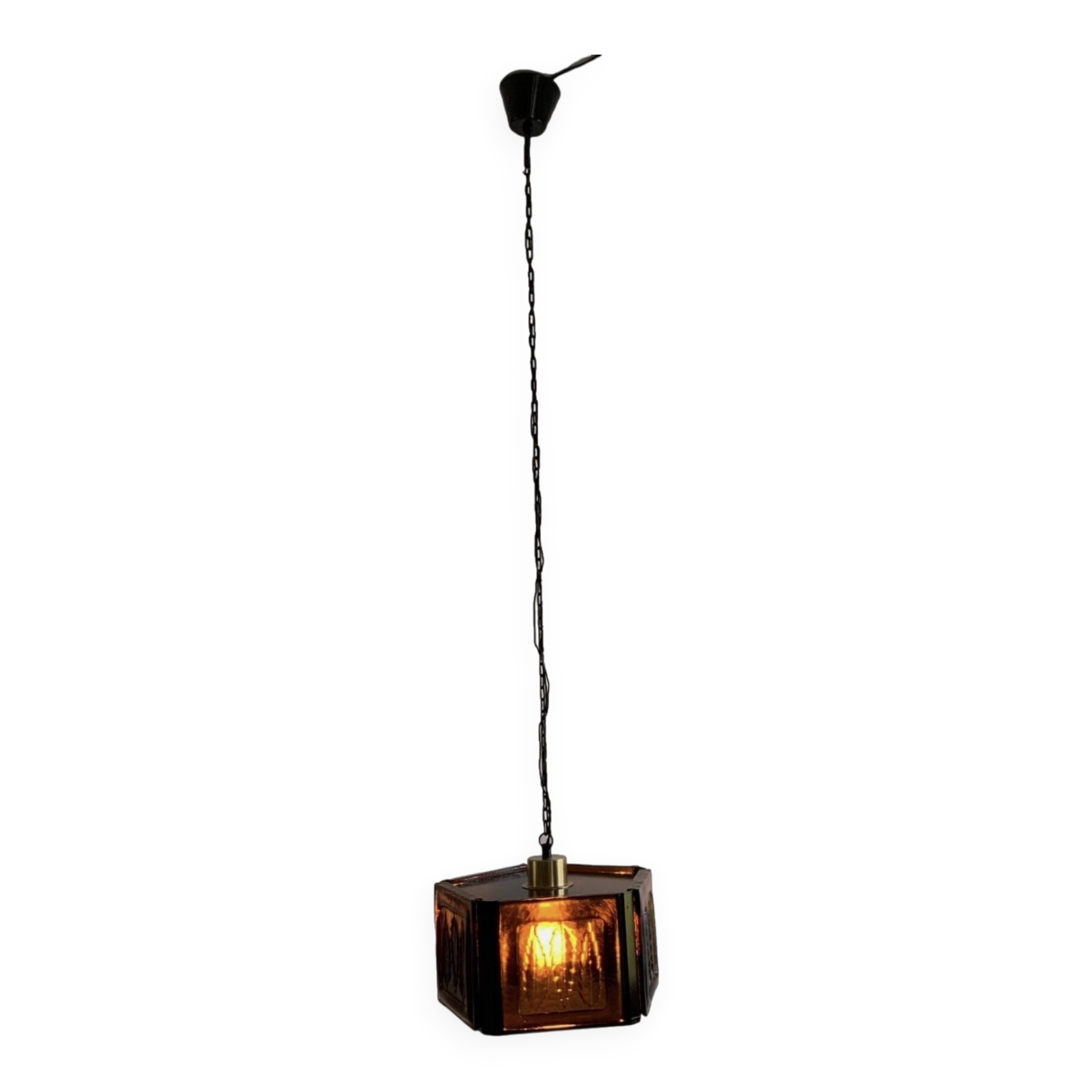 Suspension en verre ambré par Erik Hoglund Kosta Boda, années 1970