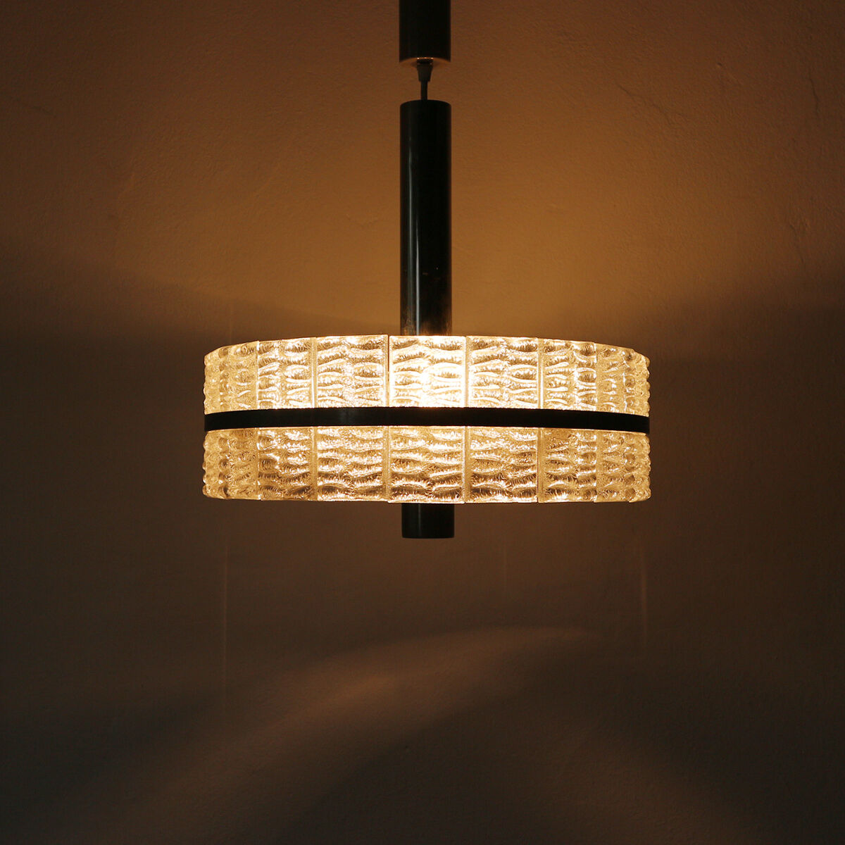 Large '60s Ice Glass Pendant Lamp