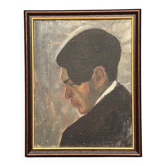 Huile sur panneau suédois du milieu du siècle – "Poids des pensées" – Vintage et encadrée