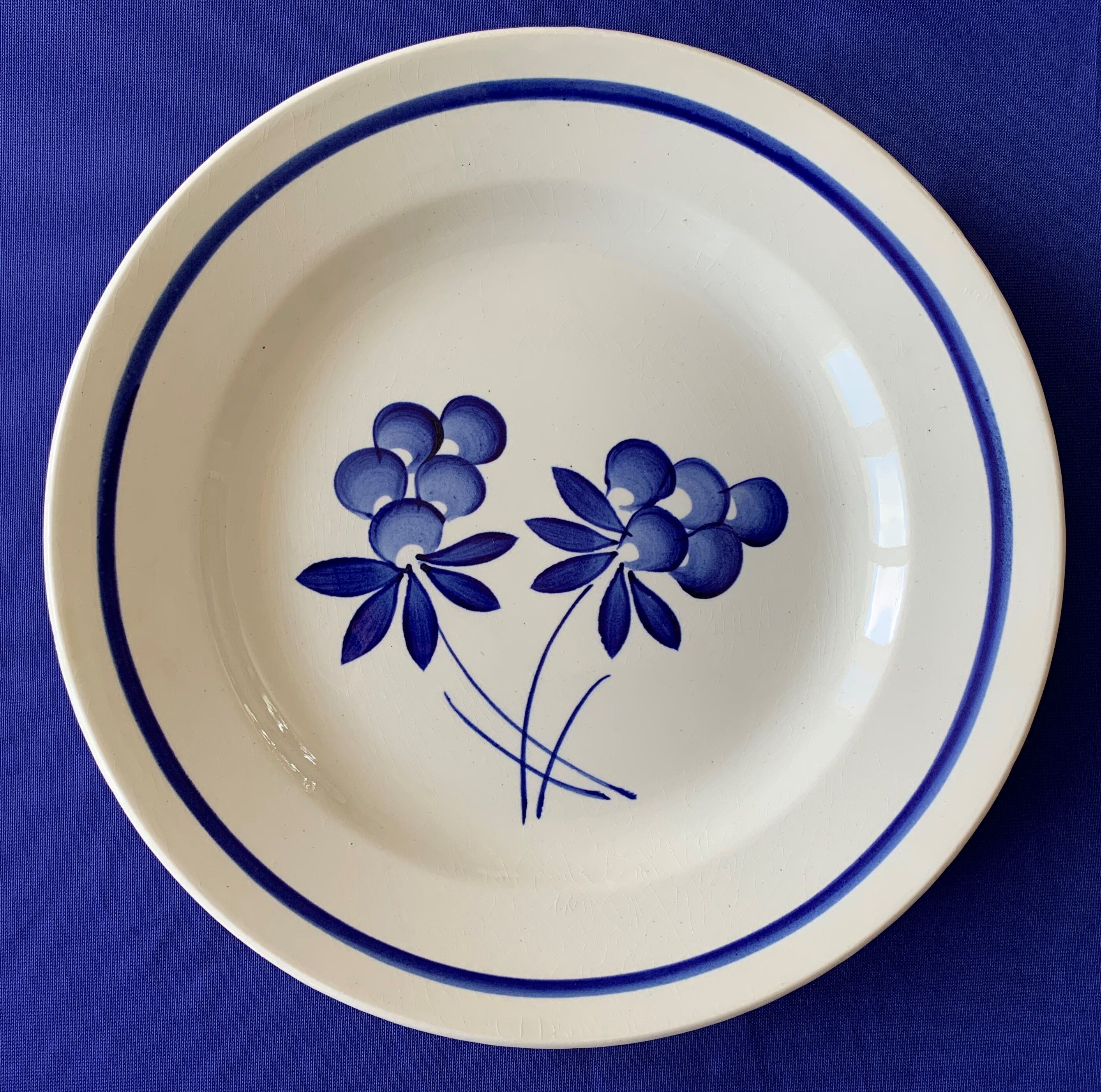 7 flat antique plates in Gien earthenware