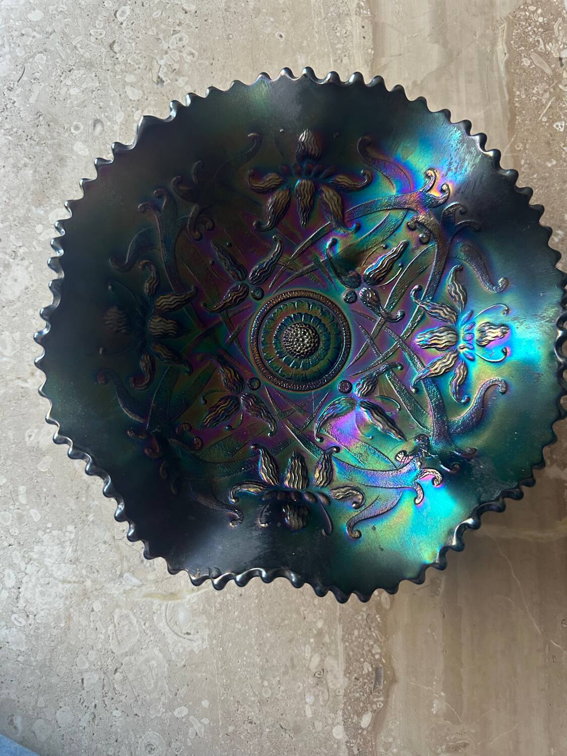 Glass Bowl or Pocket Filler Carnival by Northwood Period 20th century