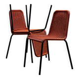 Orange braided plastic cable garden chairs