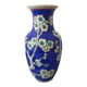 Vase céramique bleu avec décor branches de cerisier