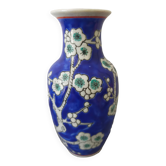 Vase céramique bleu avec décor branches de cerisier