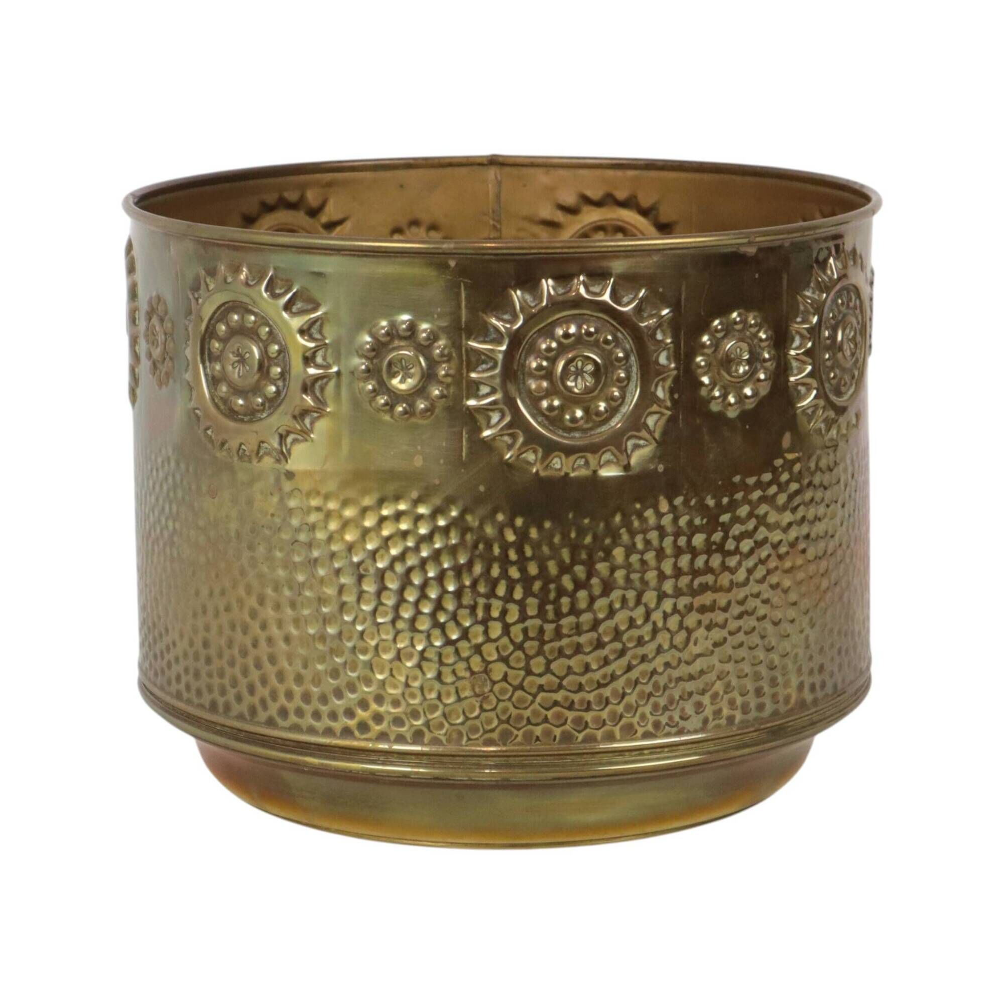 Large Brass Jardinière / Firewood Bin with Repoussé Work