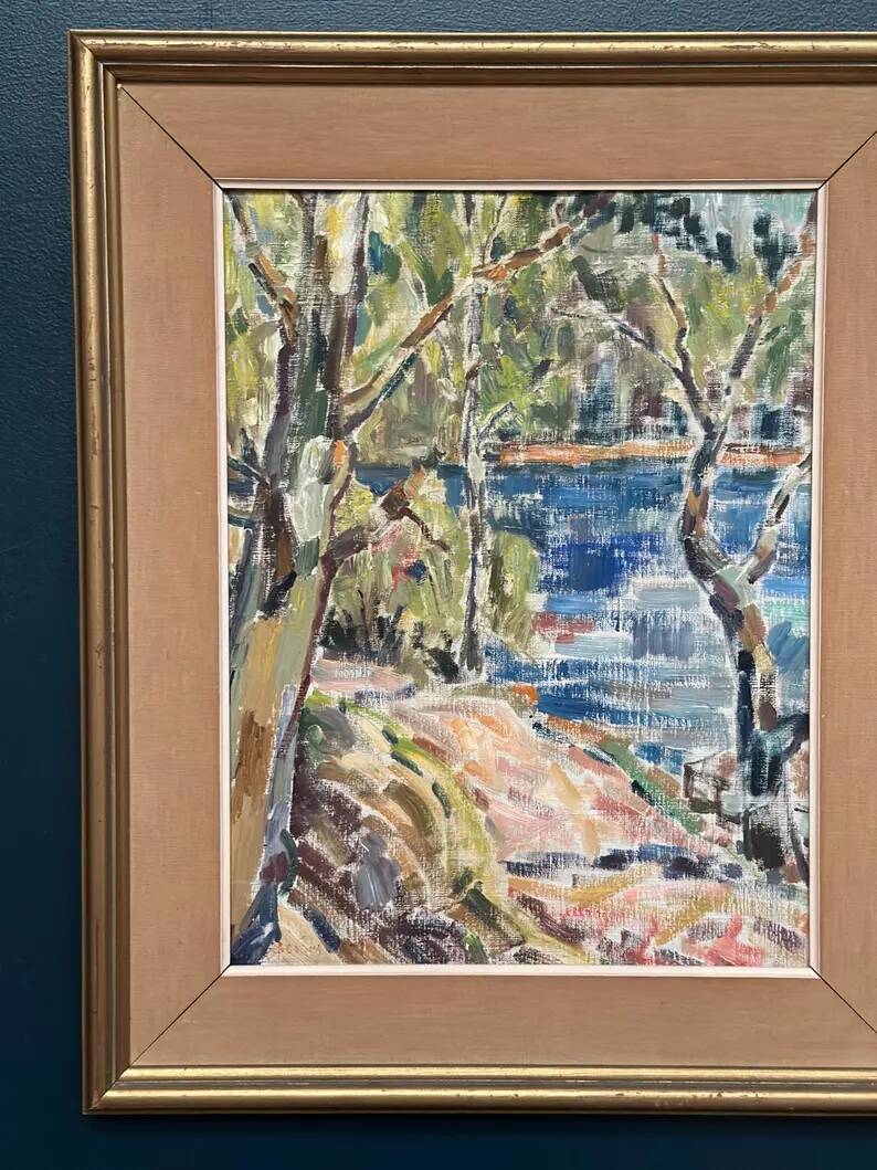 Original Swedish Oil on Canvas - "Natural Landscape" - Signed - Vintage and Framed - 68 × 56 cm