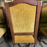 Suite of 6 chairs walnut and yellow velvet louis XIV style