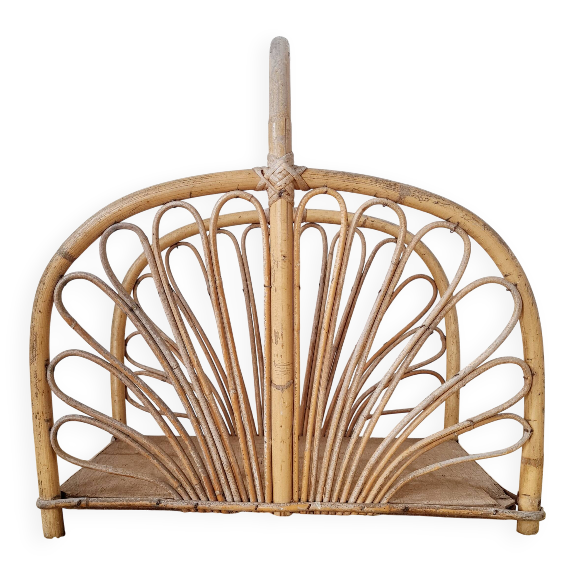 Magazine rack, vintage rattan storage