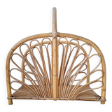 Magazine rack, vintage rattan storage