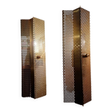 Pair of perforated metal wall lights 1960, 1970