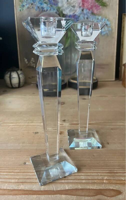 Pair of crystal candlesticks