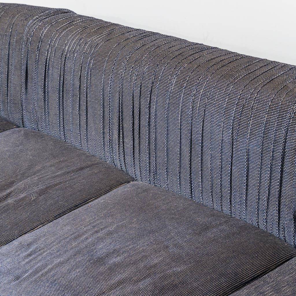 4-seater modular blue fabric sofa 1970s vintage modernism