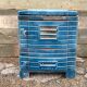 Antique wood pole signed chapée cast iron enamel blue retro design