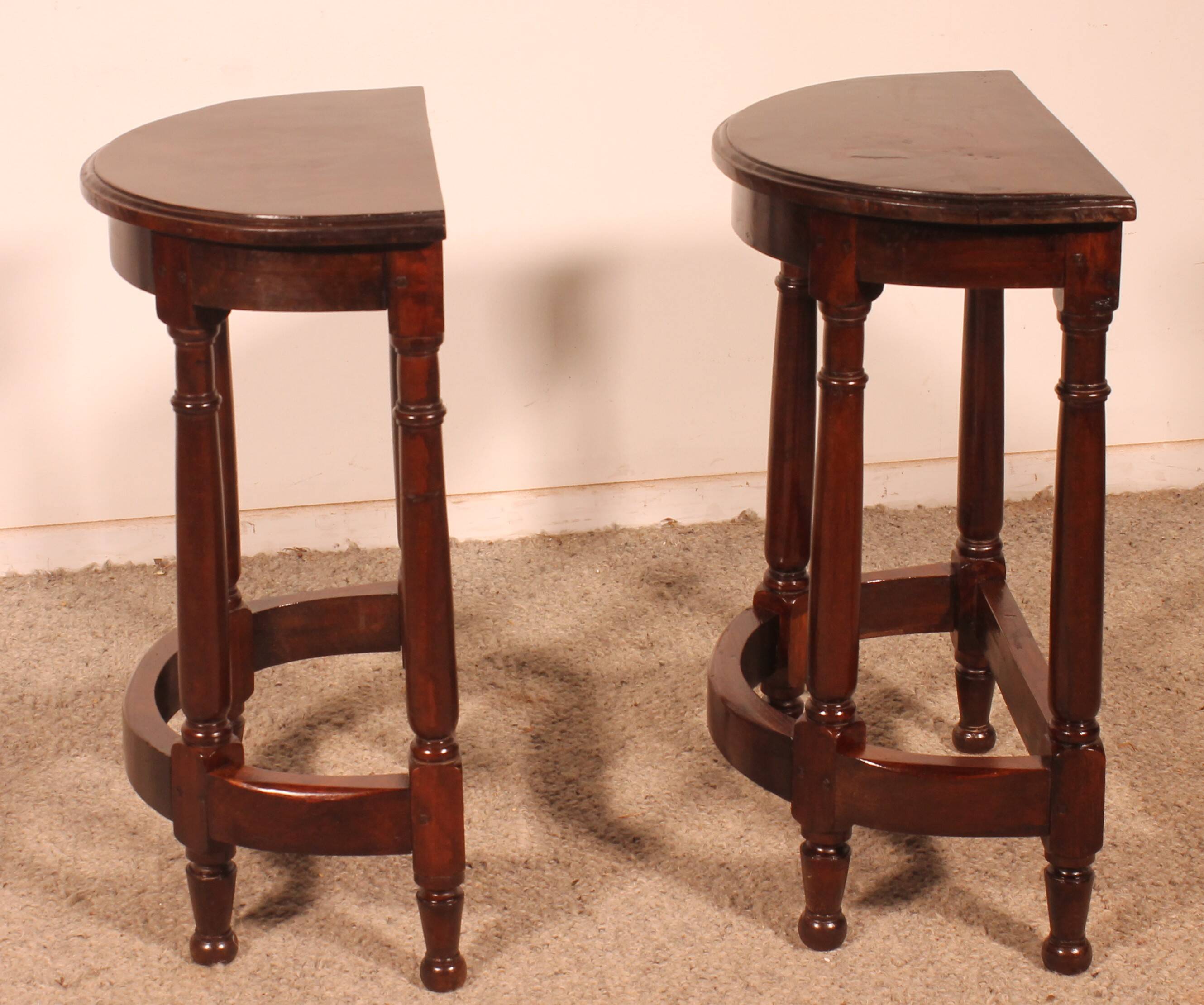 Pair Of Louis XIII Style Walnut Bedside Tables Or End Tables