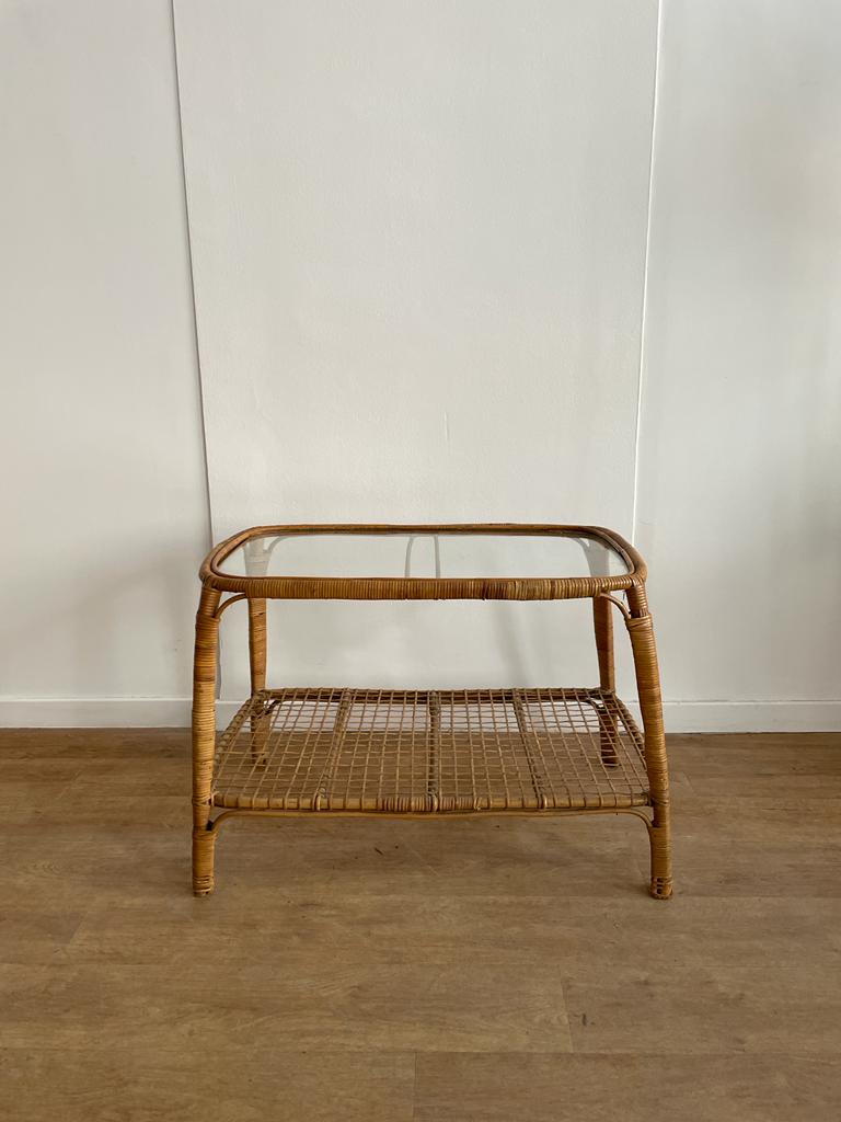 Table basse bambou et verre