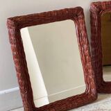 Pair of vintage rattan wicker mirrors