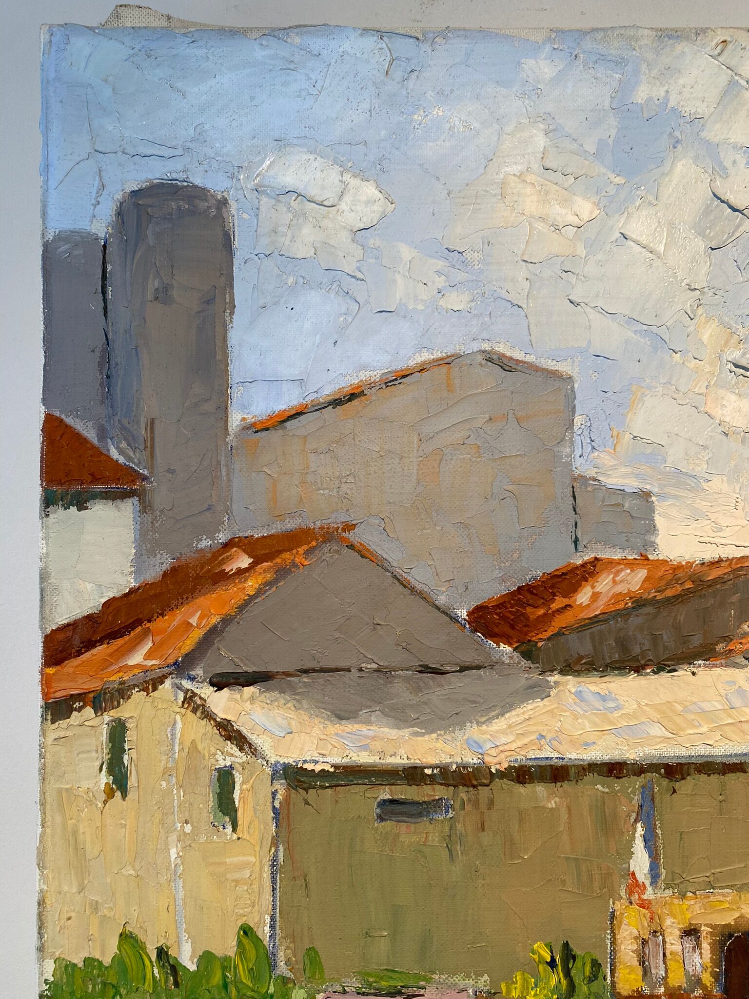 Tableau ancien, péniche à quai, signé Maurice Pannetier, années 70/80