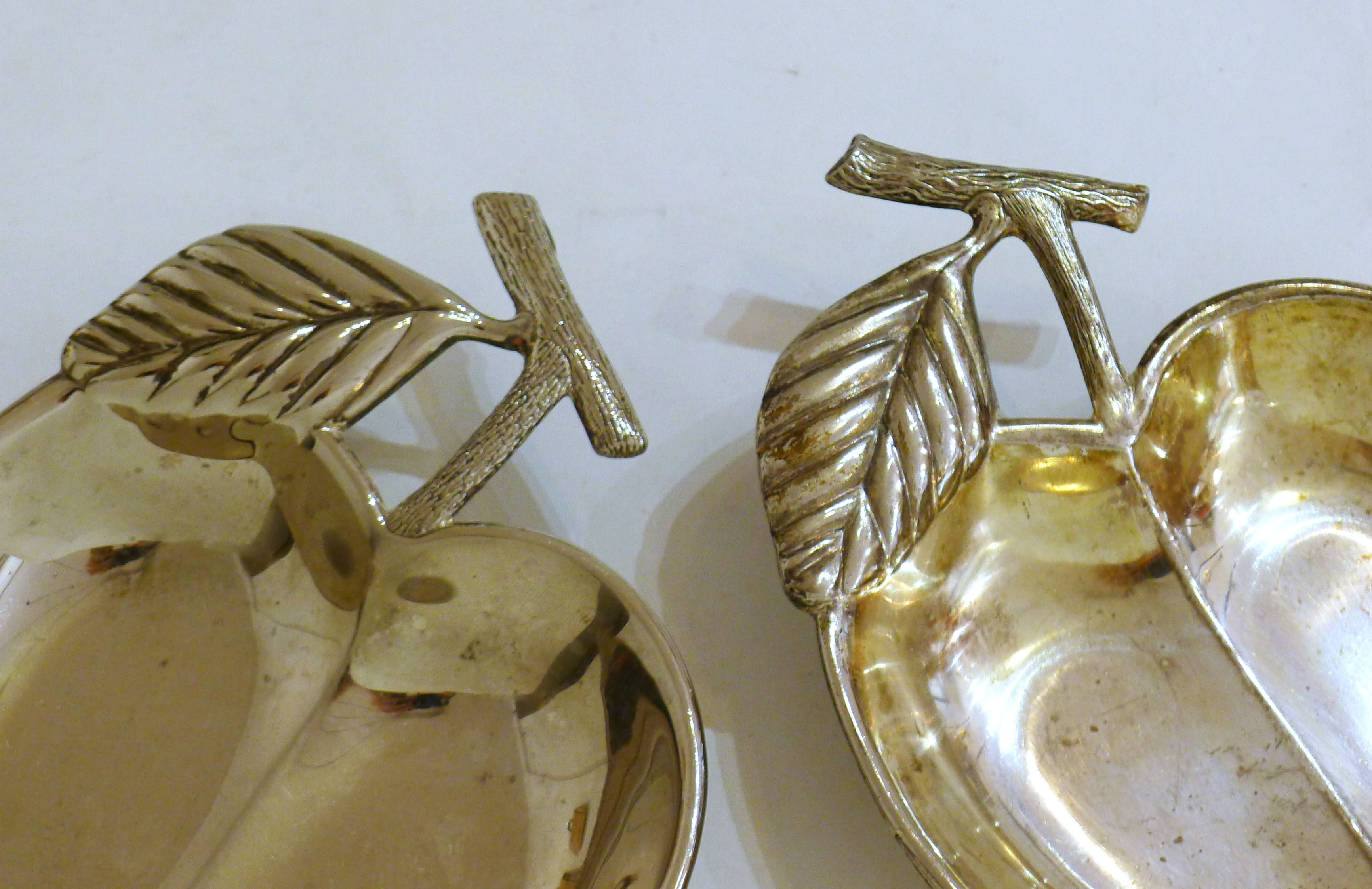 Pair of chrome metal apple cups