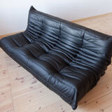 Set Togo leather black model designed by Michel Ducaroy 1973