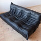 Set Togo leather black model designed by Michel Ducaroy 1973