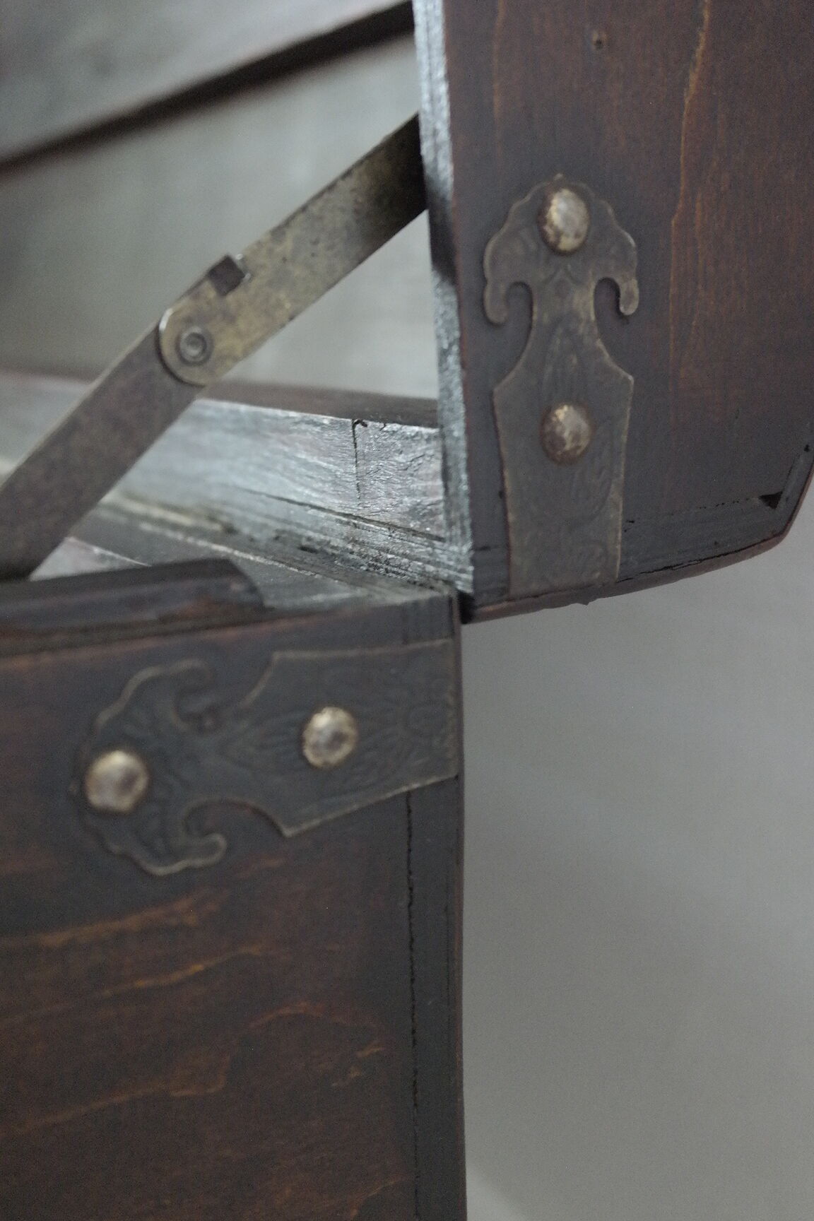 Wooden bulging treasure box