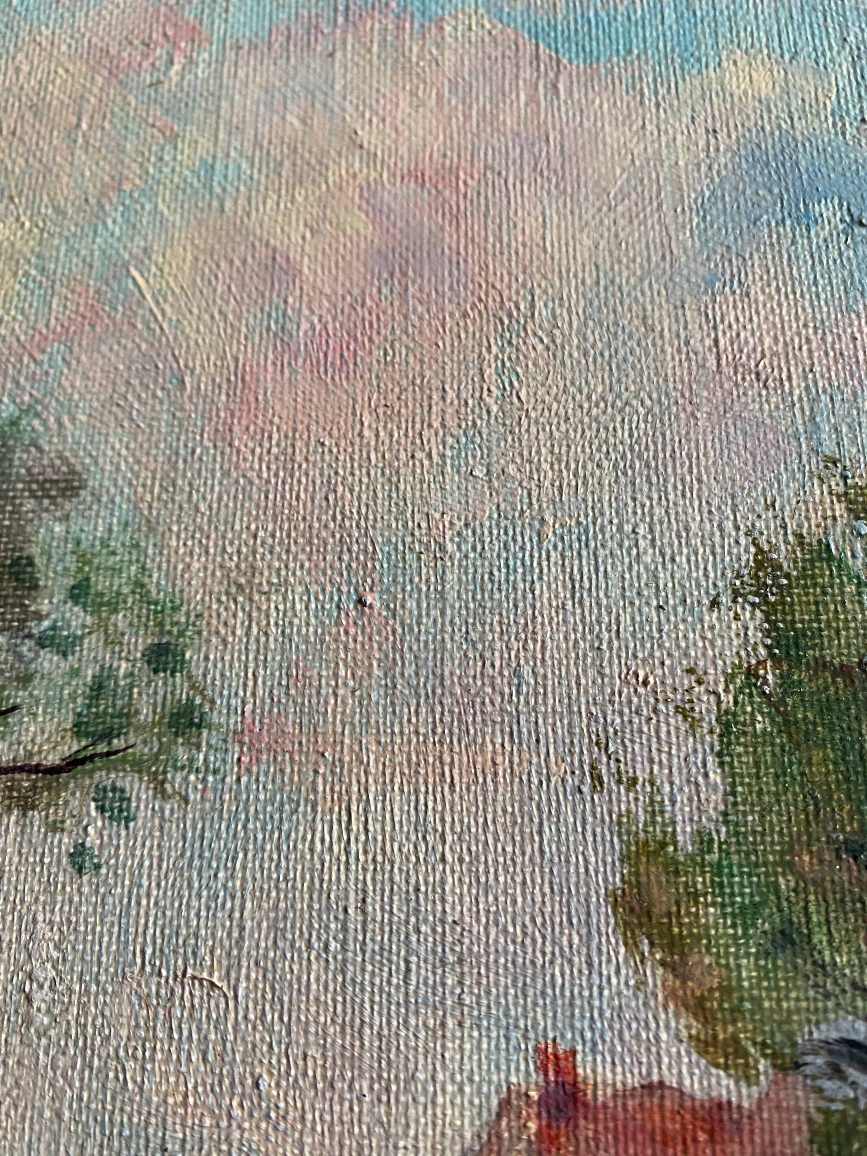 HST painting: "Landscape at the river" signed P. Foreet ec. from the 20th century