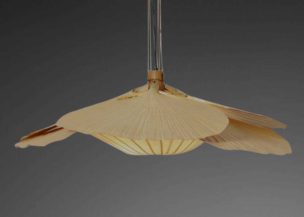 Rare Uchiwa Hana Chandelier by Ingo Maurer - Japanese Paper and Bamboo