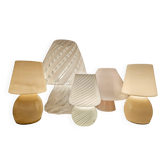 Ensemble 5 lampes de table champignon Mid-Century Modern en verre de Murano
