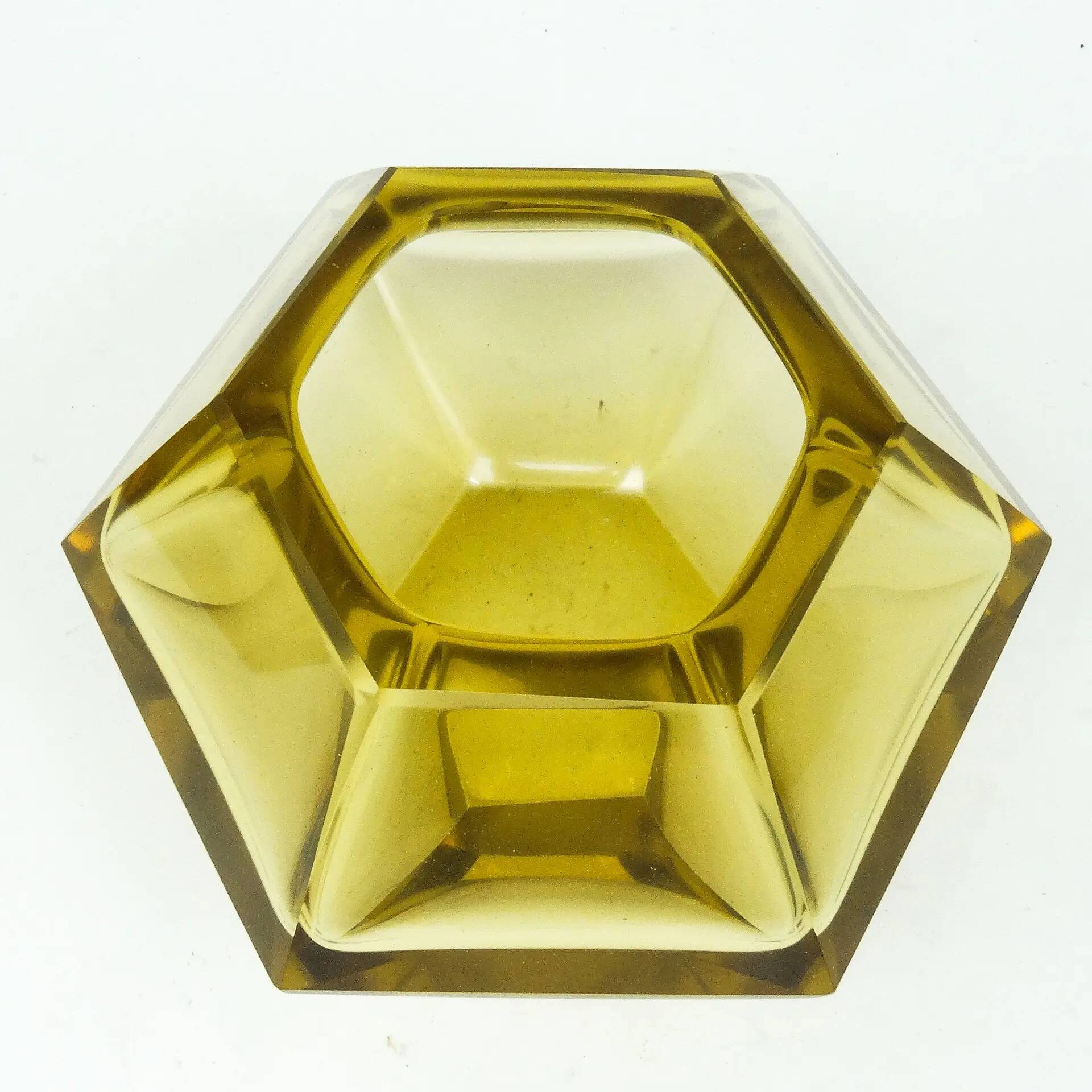 Art Deco vase, citrine crystal, designed by R. Hlousek, Moser, Czechoslovakia, 1930s