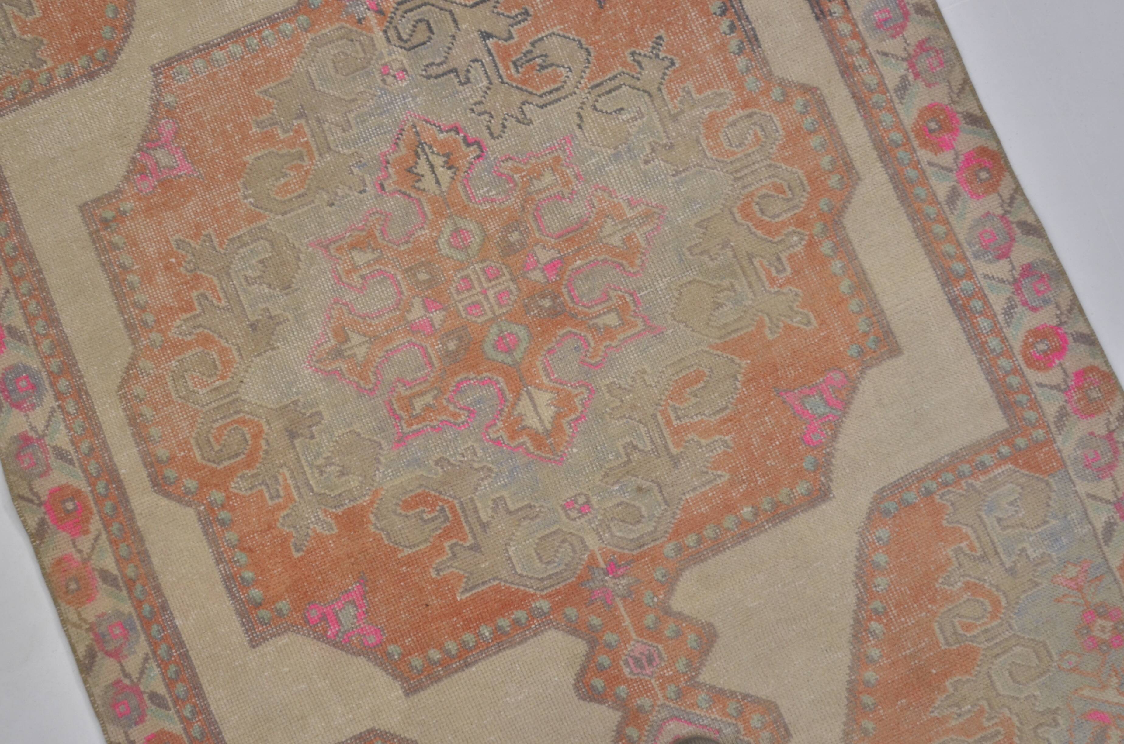 Orange & Beige Wool Handmade Rug sku 2607