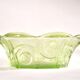 Art Deco oval bowl in green glass – geometric moulded decoration 1920-1930