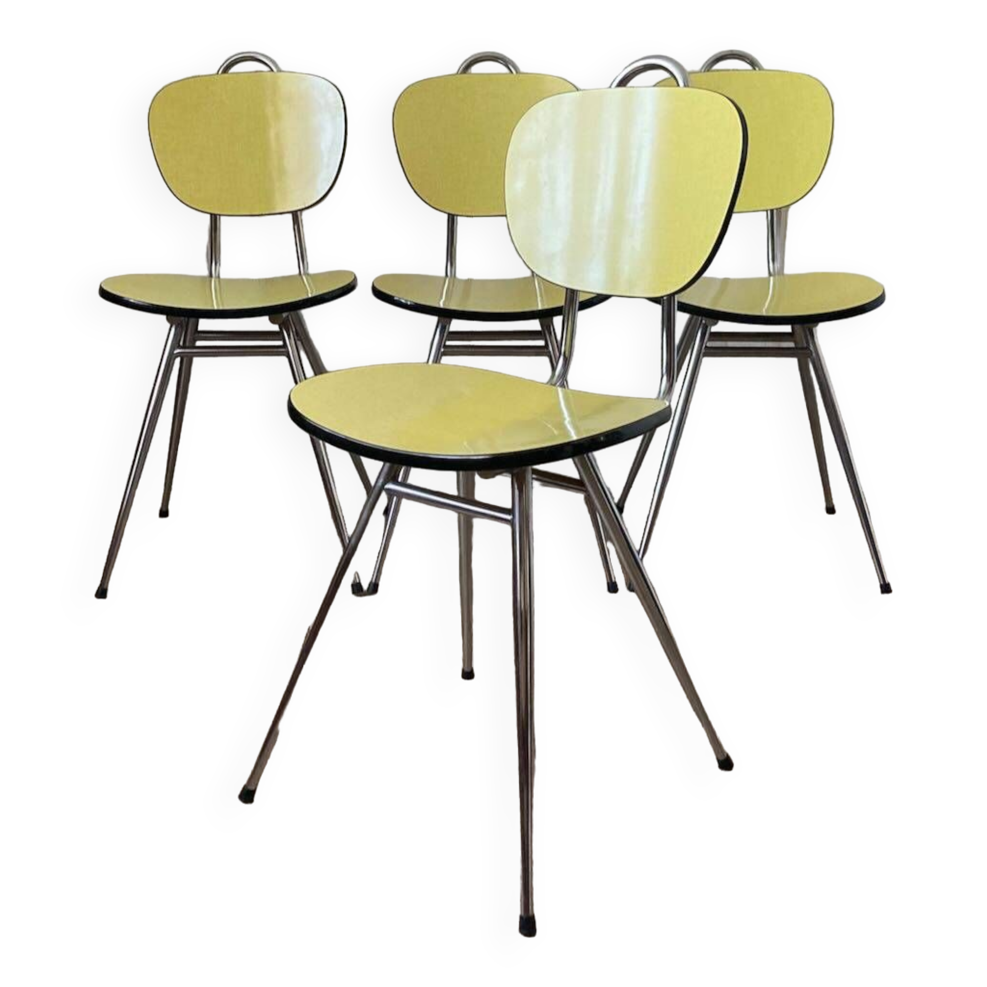 Lot de 4 chaises en Formica jaune